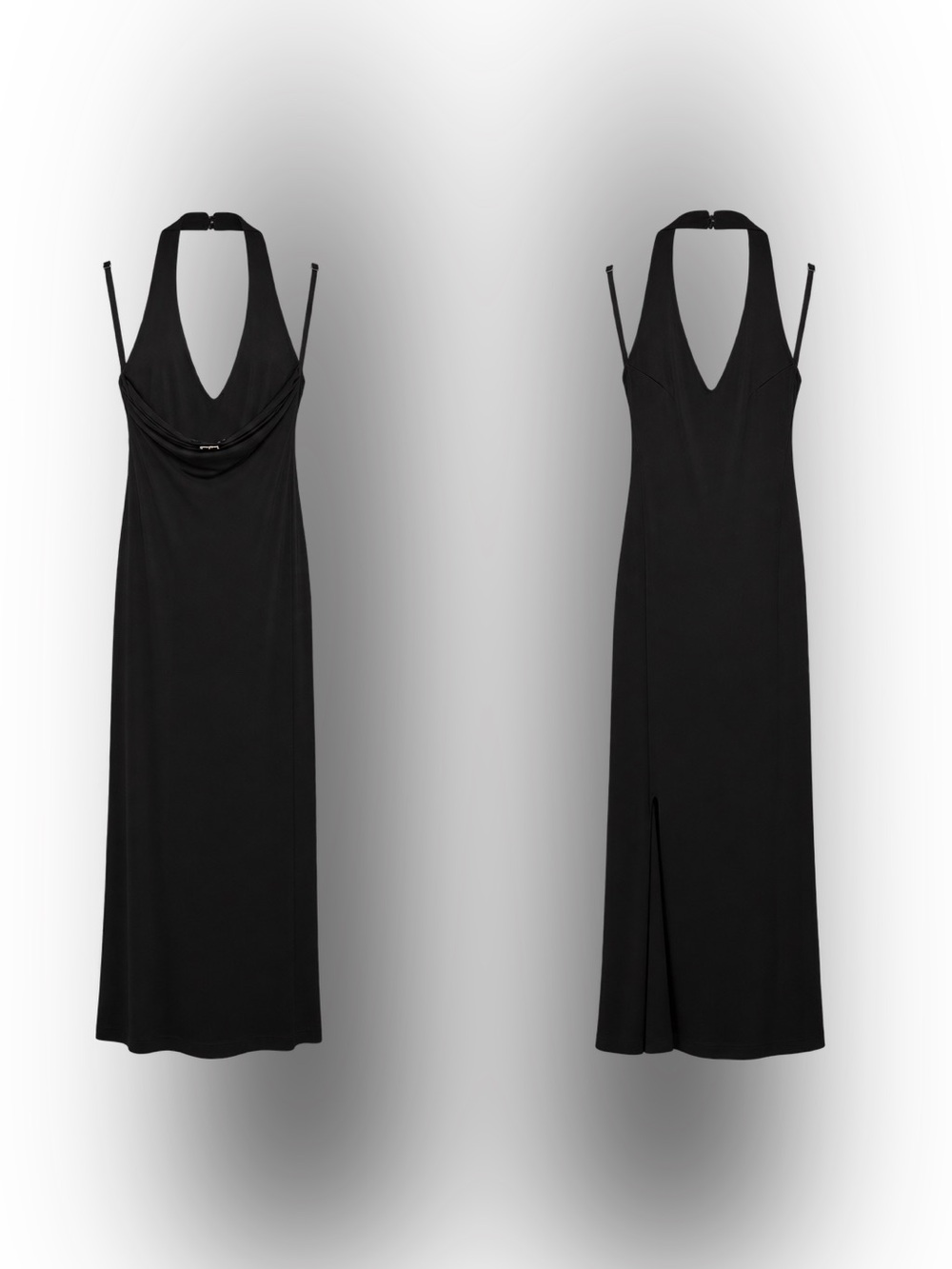 Guess Los Angeles Black Halter Maxi Dress - Classic Sleek Evening Dress
